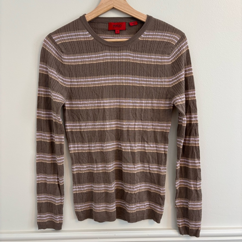 Hugo Boss Brown and Lavender Knit Top